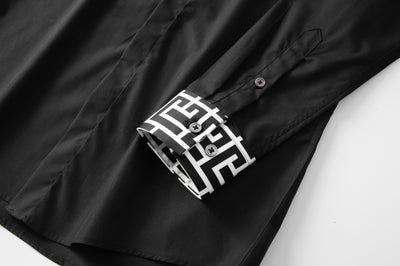 Camisa Manga Larga Algodón Hombre con Estampado Dorsal y Panel Frontal Contraste - Image 10
