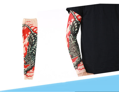 Mangas de Seda de Hielo para Brazo con Diseño de Tatuaje Floral y Protección Solar para Hombre - Image 3