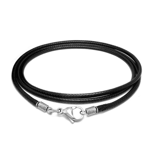 Collar Tejido de Lino Negro con Cuerda de Cera