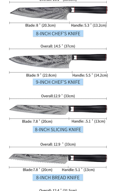 Juego de Cuchillos de Chef Damasco Profesional - Image 11
