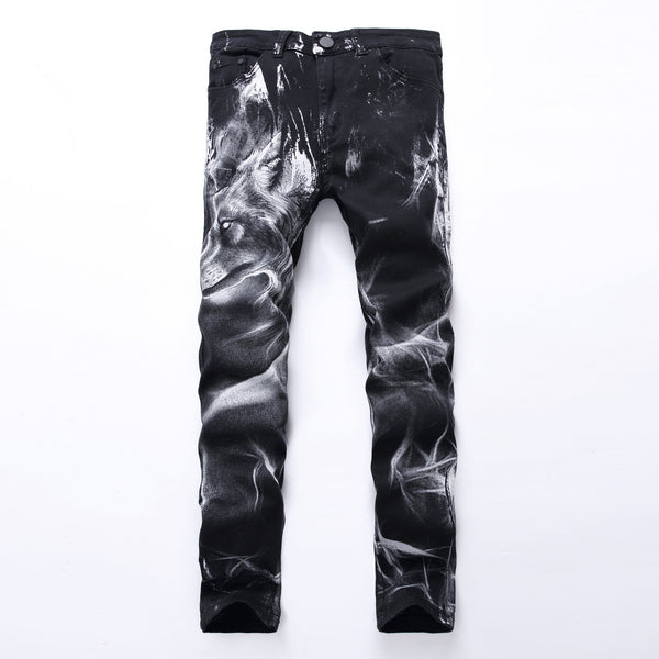 Jeans con Estampado de Lobo