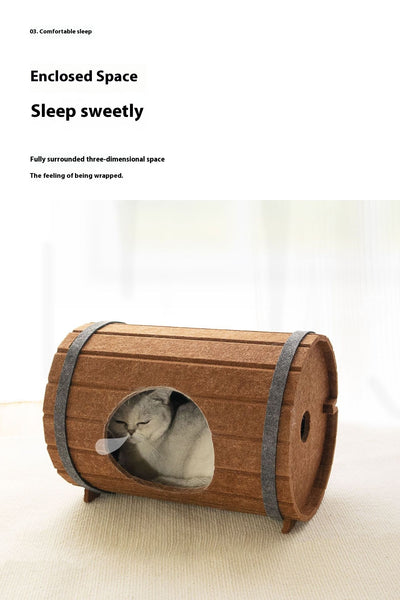 Cama para Mascotas Tipo Barril de Vino con Tablero de Fieltro - Image 18