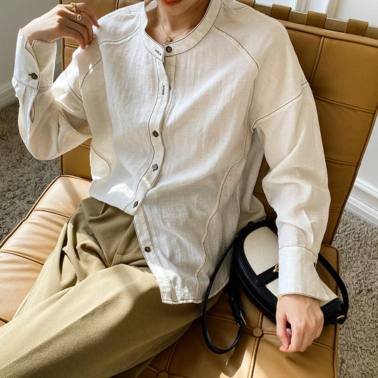 Camisa Suelta para Mujer - Diseño Simple Otoño