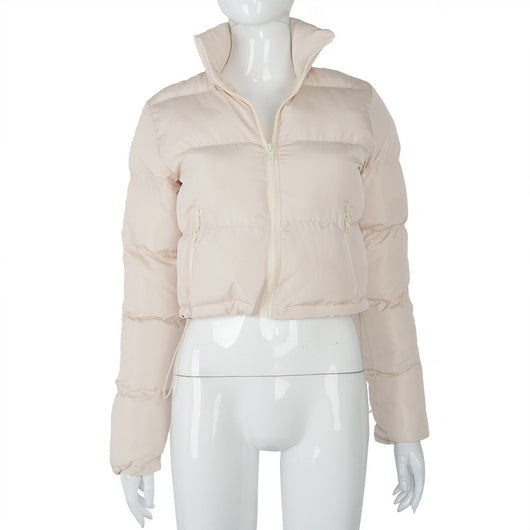 Abrigo Corto de Invierno para Mujer con Cuello Alto y Cordones - Image 10
