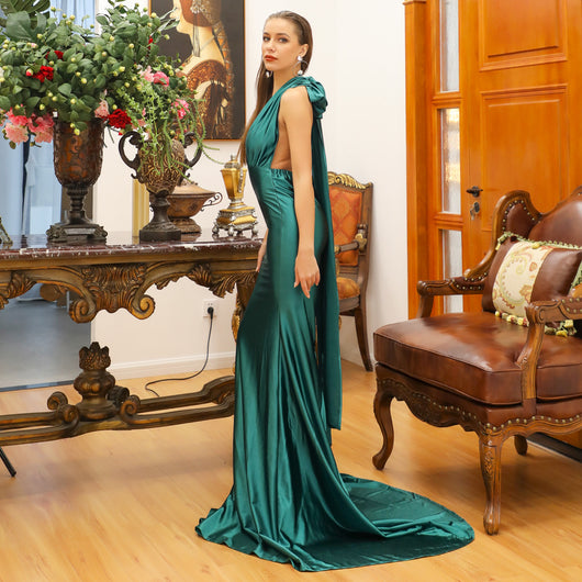 Vestido Largo Escote en V para Fiestas y Eventos - Image 2