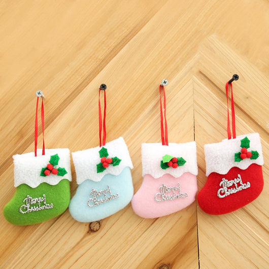 Set de 4 Adornos Navideños para Calcetines - Decoraciones Colgantes para Árbol de Navidad