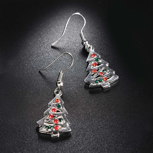 Aretes Navideños de Árbol de Cristal Rojo - Pendientes de Moda para Mujer - Image 2