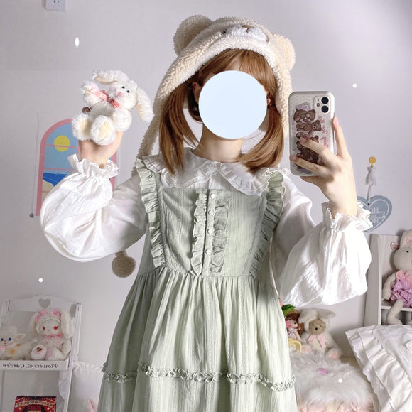 Blusa Interior de Manga Larga con Cuello Pétalo para Mujer
