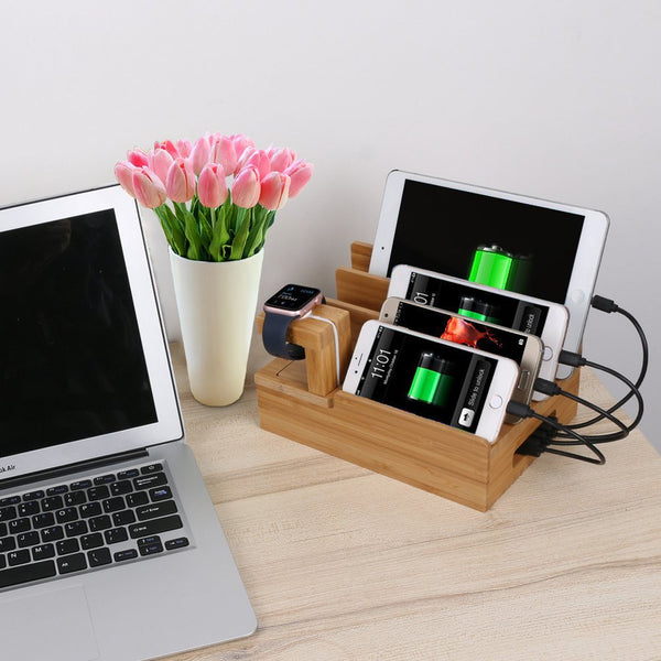 Soporte de Madera para iPhone y Apple - Diseño Elegante y Funcional