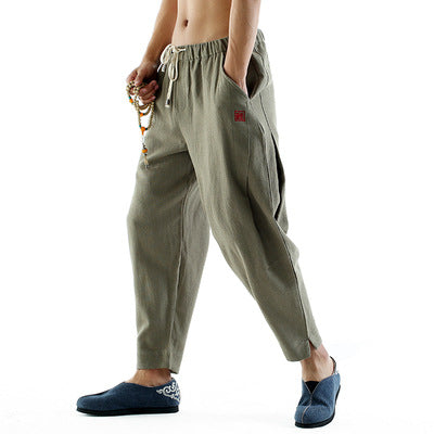 Pantalones harem sueltos de algodón y lino vintage - Image 12