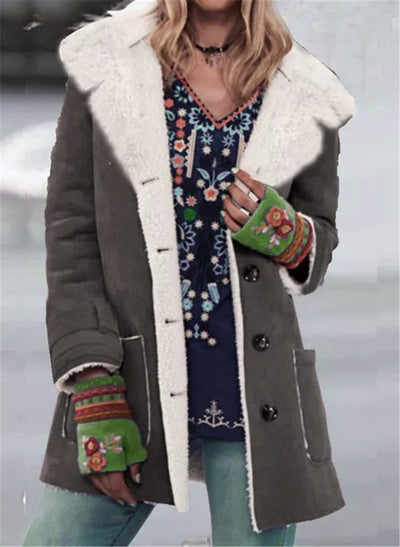 Chaqueta de Felpa Midi con Solapas y Bolsillos Parche - Image 9