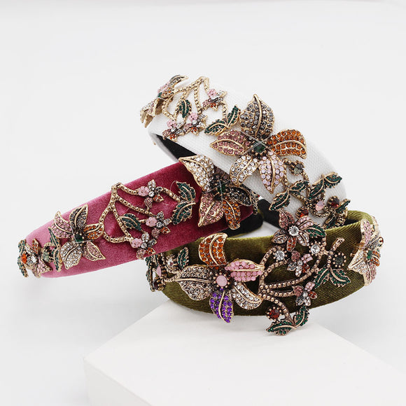 Diadema de Flores con Diamantes de Colores