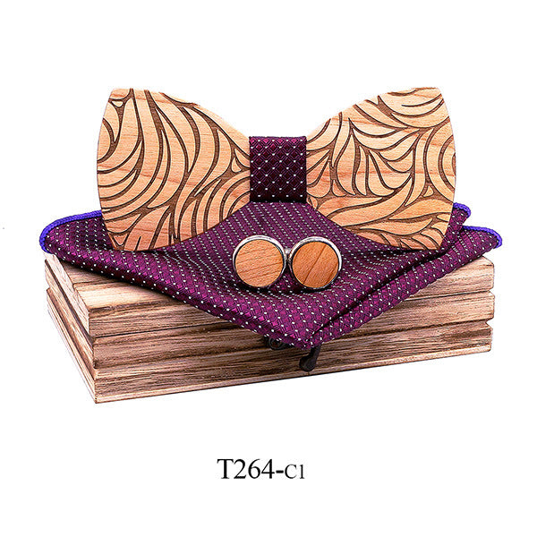 Corbatín de Madera con Patrón Floral Elegante