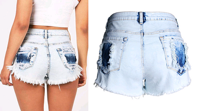 Shorts de Mezclilla Blanca Desgastada Cintura Alta para Mujer - Image 6