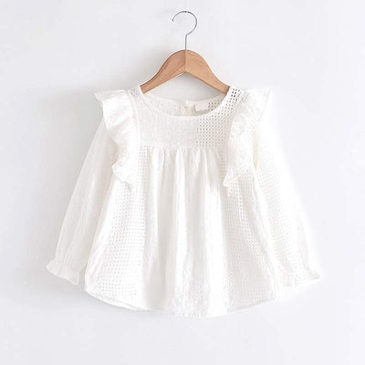 Blusa Infantil de Encaje con Cuello Redondo y Manga Larga - Image 7