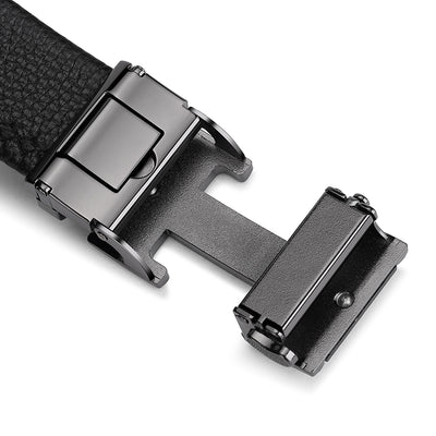 Cinturón de Cuero para Hombre con Hebilla Automática y Patrón Texturizado - Image 3