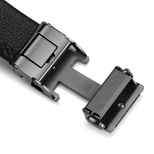 Cinturón de Cuero para Hombre con Hebilla Automática y Patrón Texturizado - Image 3