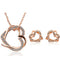 Elegante Conjunto de Collar y Aretes Doble Corazón Brillante