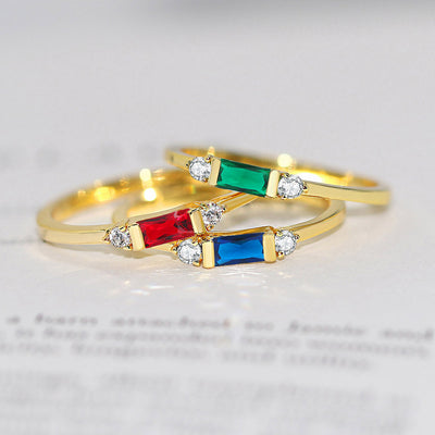 Anillo de Compromiso Geométrico con Circonia Cúbica Chapado en Oro 14K - Image 3