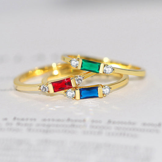 Anillo de Compromiso Geométrico con Circonia Cúbica Chapado en Oro 14K - Image 3