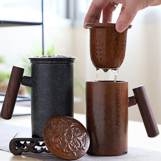 Juego de Té Cerámico Oficina Gran Capacidad con Filtro e Infusor