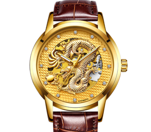 Reloj Empresarial Dragon Dorado Automático Resistente al Agua con Esfera Luminosa - Image 26