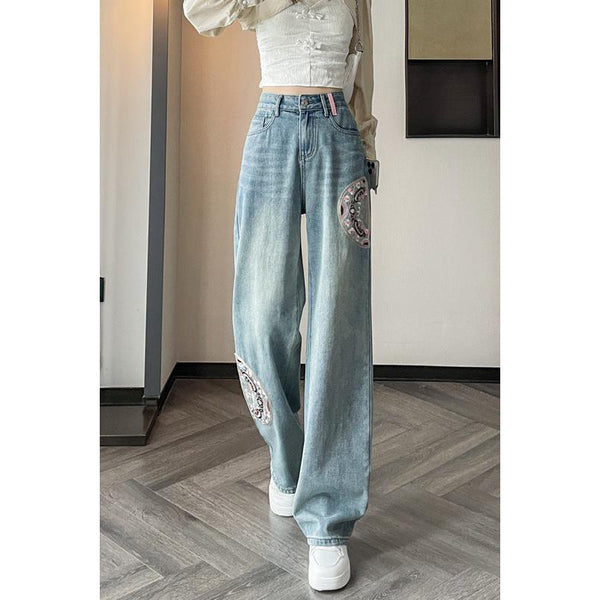 Jeans Rectos con Bordado de Diseño Premium