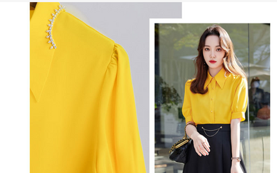 Blusa Amarilla Manga Corta para Mujer - Ropa de Negocios Profesional - Image 13