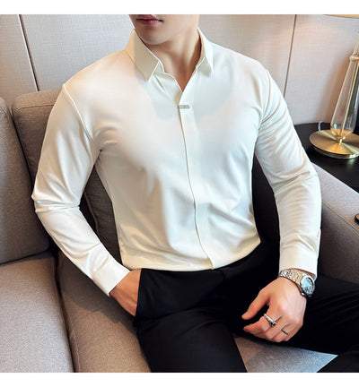 Camisa Manga Larga Cuello V sin Planchado - Image 14