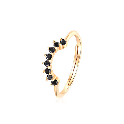 Anillo de Plata Esterlina con Circón Negro