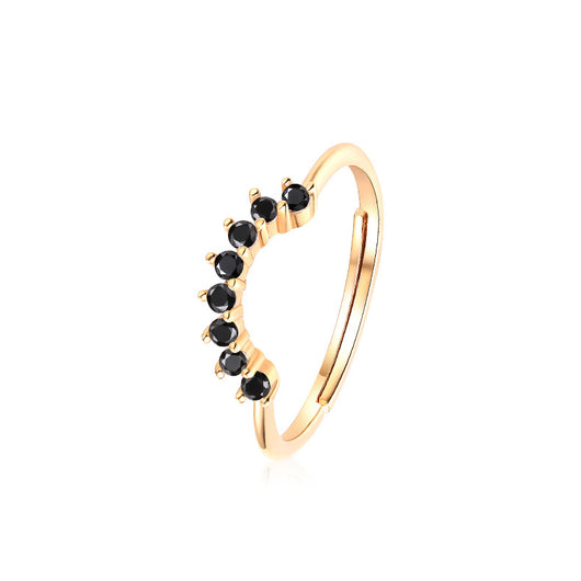 Anillo de Plata Esterlina con Circón Negro