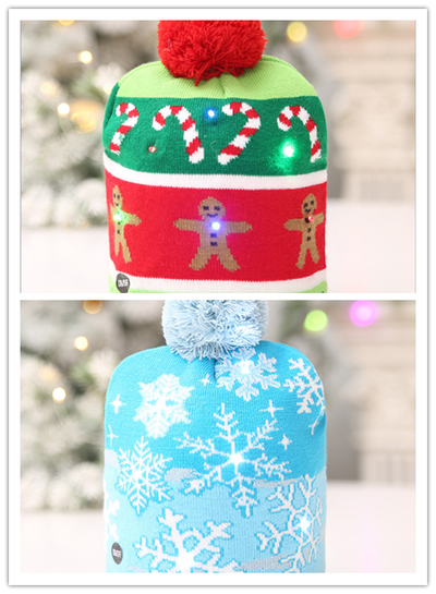 Gorro Navideño Tejido con Luces LED - Árbol de Navidad y Muñeco de Nieve - Image 6