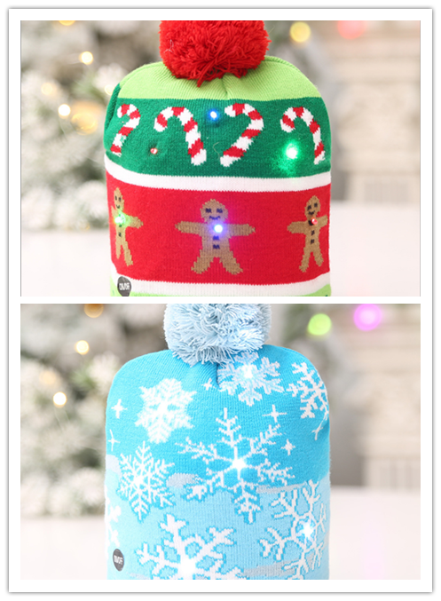 Gorro Navideño Tejido con Luces LED - Árbol de Navidad y Muñeco de Nieve - Image 6