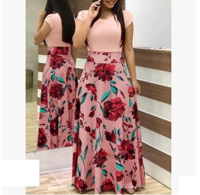 Vestido Largo Estampado Floral con Combinación de Colores Estilo Europeo y Americano - Image 10