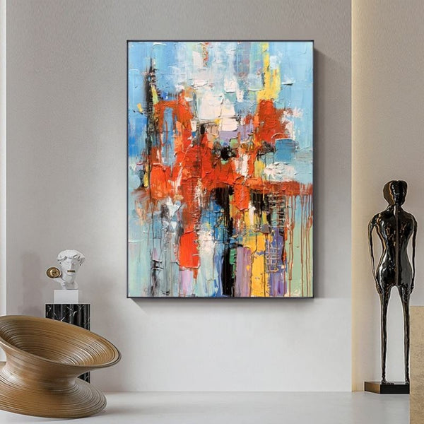 Cuadro Abstracto Moderno en Óleo - Arte Original para Sala de Estar