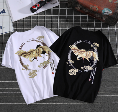 Playera Hip Hop Estilo Chino Grúa de Manga Corta - Image 5