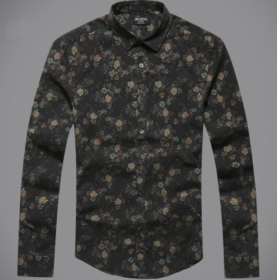 Camisa Estampada Azul Manga Larga Slim Fit Floral para Hombre - Image 4