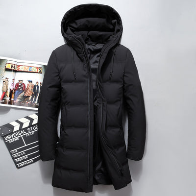Abrigo Largo de Plumón de Pato Blanco con Capucha para Hombre - Invierno Coreano - Image 15
