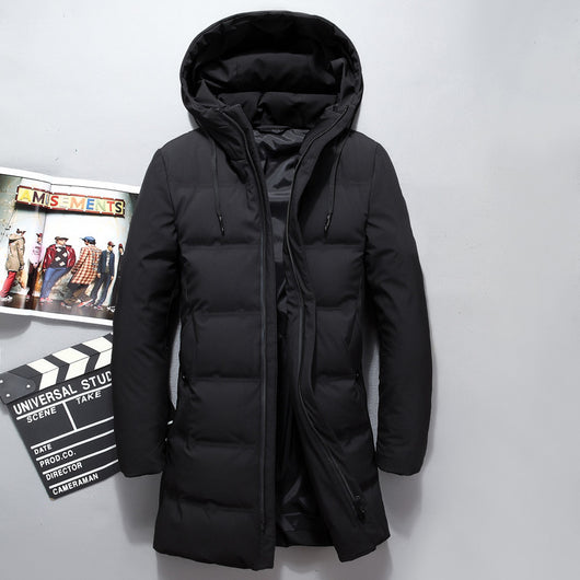 Abrigo Largo de Plumón de Pato Blanco con Capucha para Hombre - Invierno Coreano - Image 15