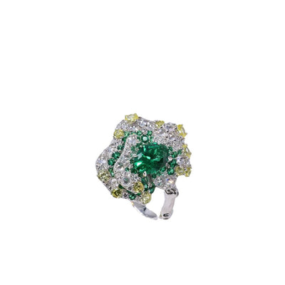 Anillo Vintage de Esmeralda Degradada Cultivada - Image 9