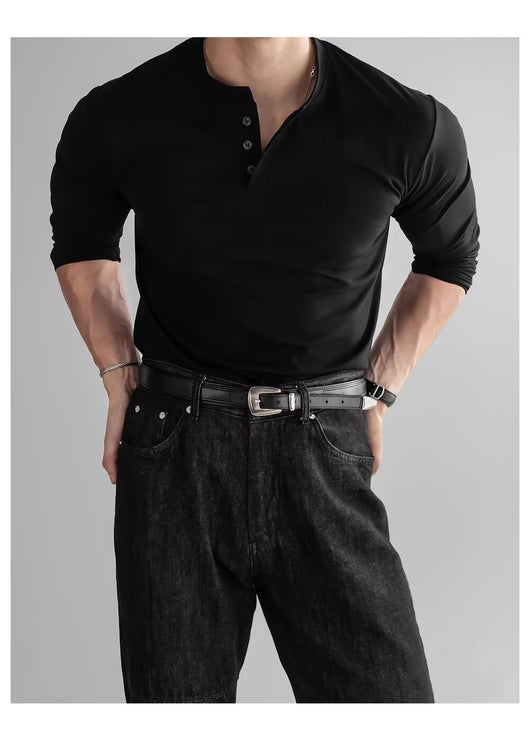 Camisa Slim Fit Manga Larga con Puños Ajustados y Cuello Abierto para Hombre - Image 10