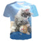 Playera Hombre Estampado 3D Gato Casual Manga Corta