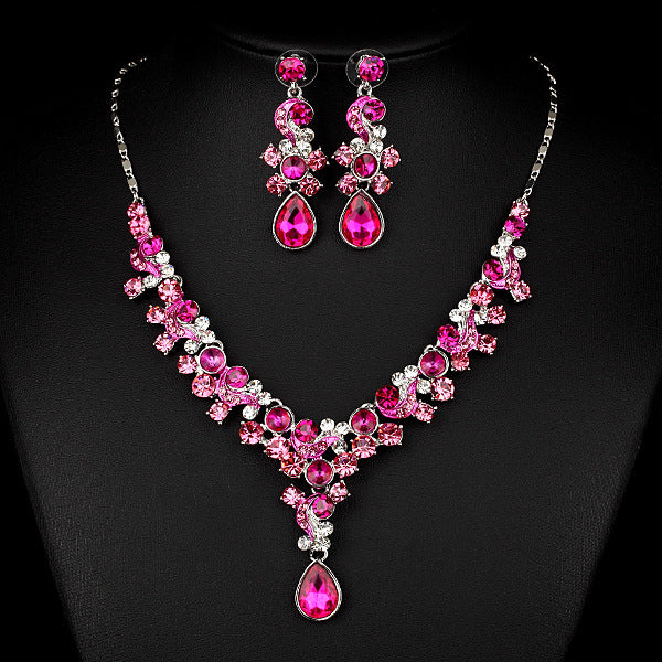 Conjunto de Joyería para Novia - Collar y Aretes con Diamantes Transparentes Importados