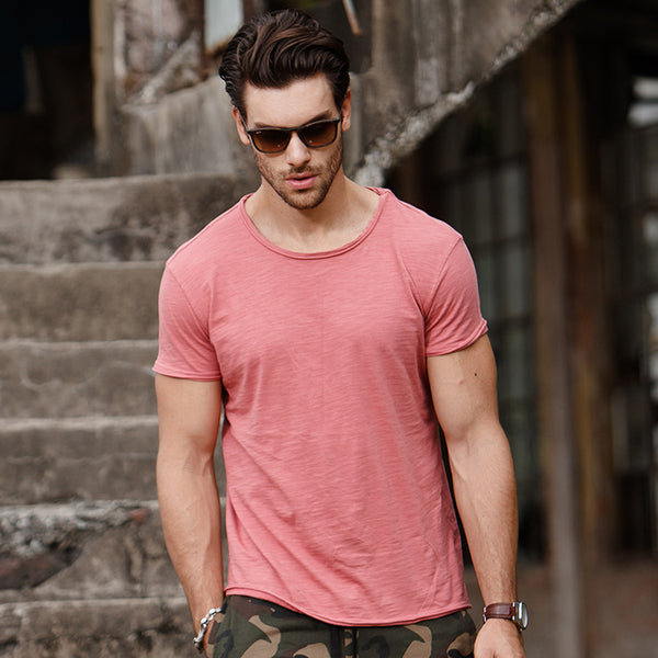 Camiseta Básica Slim Fit Cuello Redondo - Colores Lisos Primavera Verano