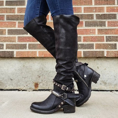 Botas Mujer Tacón Medio con Remaches y Hebilla - Image 11