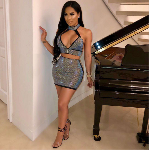 Conjunto de Dos Piezas con Diamantes para Mujer