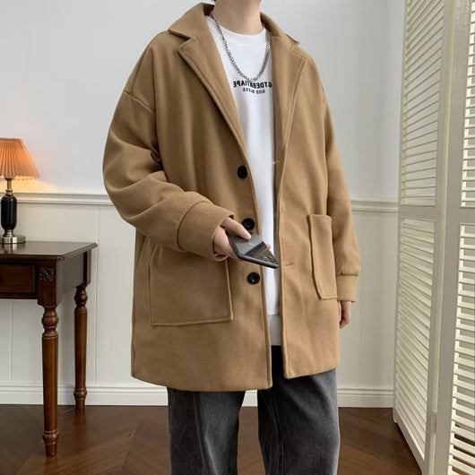 Abrigo de Lana Holgado para Hombre - Otoño e Invierno con Forro de Algodón - Image 10