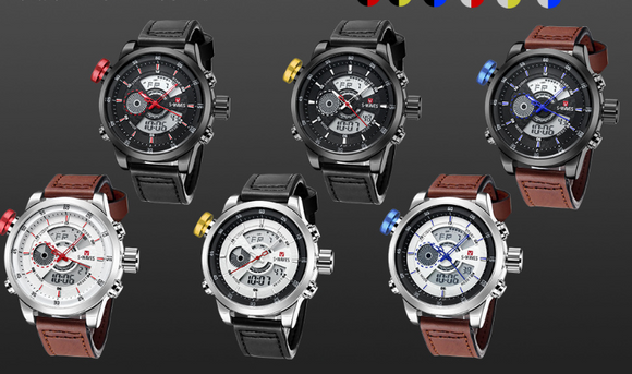 Reloj Casual Doble para Hombre - Resistente al Agua con Correa Ajustable