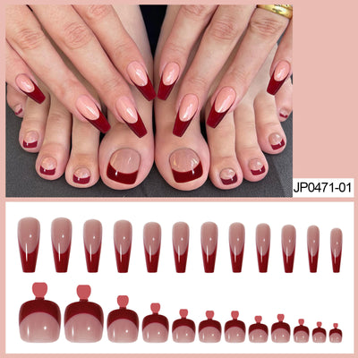 Set de Parches Correctores de Uñas Rojo Brillante para Manos y Pies - Image 6