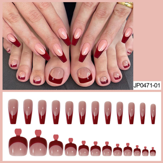 Set de Parches Correctores de Uñas Rojo Brillante para Manos y Pies - Image 6